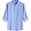 image:imageCOOFANDY Mens Cotton Linen Henley TShirt Long Sleeve Hippie Casual Beach TShirtsBlue Striped