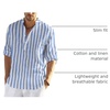 image:imageCOOFANDY Mens Cotton Linen Henley TShirt Long Sleeve Hippie Casual Beach TShirtsBlue White Striped