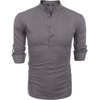 image:imageCOOFANDY Mens Cotton Linen Henley TShirt Long Sleeve Hippie Casual Beach TShirtsDark Gray