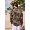 image:imageCOOFANDY Mens Cotton Linen Henley TShirt Long Sleeve Hippie Casual Beach TShirtsDark Khaki Floral