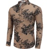image:imageCOOFANDY Mens Cotton Linen Henley TShirt Long Sleeve Hippie Casual Beach TShirtsDark Khaki Floral