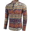image:imageCOOFANDY Mens Cotton Linen Henley TShirt Long Sleeve Hippie Casual Beach TShirtsGeometric