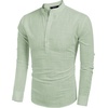 image:imageCOOFANDY Mens Cotton Linen Henley TShirt Long Sleeve Hippie Casual Beach TShirtsLight Green