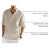 image:imageCOOFANDY Mens Cotton Linen Henley TShirt Long Sleeve Hippie Casual Beach TShirtsLight Khaki