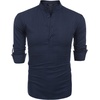 image:imageCOOFANDY Mens Cotton Linen Henley TShirt Long Sleeve Hippie Casual Beach TShirtsNavy Blue