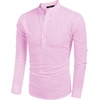 image:imageCOOFANDY Mens Cotton Linen Henley TShirt Long Sleeve Hippie Casual Beach TShirtsPink
