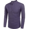 image:imageCOOFANDY Mens Cotton Linen Henley TShirt Long Sleeve Hippie Casual Beach TShirtsPurple