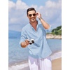 image:imageCOOFANDY Mens Cotton Linen Henley TShirt Long Sleeve Hippie Casual Beach TShirtsSky Blue