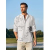 image:imageCOOFANDY Mens Cotton Linen Henley TShirt Long Sleeve Hippie Casual Beach TShirtsWhite  Palm Tree