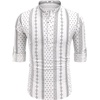 image:imageCOOFANDY Mens Cotton Linen Henley TShirt Long Sleeve Hippie Casual Beach TShirtsWhiteBlack Patterned