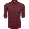 image:imageCOOFANDY Mens Cotton Linen Henley TShirt Long Sleeve Hippie Casual Beach TShirtsWine Red