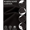 image:imageCOOFANDY Mens Cotton Waffle 2 Piece Outfits Casual Short Sleeve Shirts and Shorts Set Summer Jogging Tracksuit Lounge SetsBlack