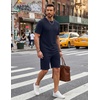 image:imageCOOFANDY Mens Cotton Waffle 2 Piece Outfits Casual Short Sleeve Shirts and Shorts Set Summer Jogging Tracksuit Lounge SetsBlue Purple