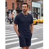 image:imageCOOFANDY Mens Cotton Waffle 2 Piece Outfits Casual Short Sleeve Shirts and Shorts Set Summer Jogging Tracksuit Lounge SetsBlue Purple