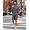 image:imageCOOFANDY Mens Cotton Waffle 2 Piece Outfits Casual Short Sleeve Shirts and Shorts Set Summer Jogging Tracksuit Lounge SetsDark Gray