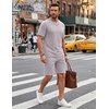 image:imageCOOFANDY Mens Cotton Waffle 2 Piece Outfits Casual Short Sleeve Shirts and Shorts Set Summer Jogging Tracksuit Lounge SetsLight Gray