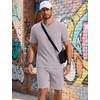 image:imageCOOFANDY Mens Cotton Waffle 2 Piece Outfits Casual Short Sleeve Shirts and Shorts Set Summer Jogging Tracksuit Lounge SetsLight Gray