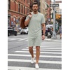 image:imageCOOFANDY Mens Cotton Waffle 2 Piece Outfits Casual Short Sleeve Shirts and Shorts Set Summer Jogging Tracksuit Lounge SetsLight Green