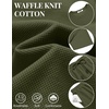 image:imageCOOFANDY Mens Cotton Waffle 2 Piece Outfits Casual Short Sleeve Shirts and Shorts Set Summer Jogging Tracksuit Lounge SetsMilitary Green