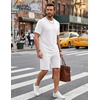 image:imageCOOFANDY Mens Cotton Waffle 2 Piece Outfits Casual Short Sleeve Shirts and Shorts Set Summer Jogging Tracksuit Lounge SetsWhite