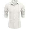 image:imageCOOFANDY Mens Cuban Guayabera Shirt Casual Button Down Shirts Long Sleeve Summer Beach ShirtsAwhite