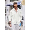 image:imageCOOFANDY Mens Cuban Guayabera Shirt Casual Button Down Shirts Long Sleeve Summer Beach ShirtsAwhite
