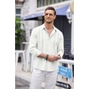 image:imageCOOFANDY Mens Cuban Guayabera Shirt Casual Button Down Shirts Long Sleeve Summer Beach ShirtsAwhite