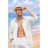 image:imageCOOFANDY Mens Cuban Guayabera Shirt Casual Button Down Shirts Long Sleeve Summer Beach ShirtsAwhite