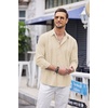 image:imageCOOFANDY Mens Cuban Guayabera Shirt Casual Button Down Shirts Long Sleeve Summer Beach ShirtsBeige