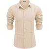 image:imageCOOFANDY Mens Cuban Guayabera Shirt Casual Button Down Shirts Long Sleeve Summer Beach ShirtsBeige