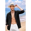 image:imageCOOFANDY Mens Cuban Guayabera Shirt Casual Button Down Shirts Long Sleeve Summer Beach ShirtsBlack