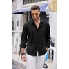 image:imageCOOFANDY Mens Cuban Guayabera Shirt Casual Button Down Shirts Long Sleeve Summer Beach ShirtsBlack