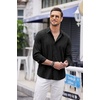 image:imageCOOFANDY Mens Cuban Guayabera Shirt Casual Button Down Shirts Long Sleeve Summer Beach ShirtsBlack