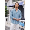 image:imageCOOFANDY Mens Cuban Guayabera Shirt Casual Button Down Shirts Long Sleeve Summer Beach ShirtsBlue