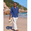 image:imageCOOFANDY Mens Cuban Guayabera Shirt Casual Button Down Shirts Long Sleeve Summer Beach ShirtsBrilliant Blue