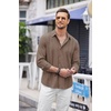 image:imageCOOFANDY Mens Cuban Guayabera Shirt Casual Button Down Shirts Long Sleeve Summer Beach ShirtsBrown