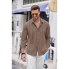 image:imageCOOFANDY Mens Cuban Guayabera Shirt Casual Button Down Shirts Long Sleeve Summer Beach ShirtsBrown