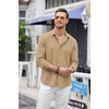 image:imageCOOFANDY Mens Cuban Guayabera Shirt Casual Button Down Shirts Long Sleeve Summer Beach ShirtsDark Khaki