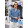 image:imageCOOFANDY Mens Cuban Guayabera Shirt Casual Button Down Shirts Long Sleeve Summer Beach ShirtsDenim Blue