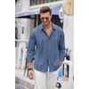 image:imageCOOFANDY Mens Cuban Guayabera Shirt Casual Button Down Shirts Long Sleeve Summer Beach ShirtsGray Blue