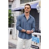 image:imageCOOFANDY Mens Cuban Guayabera Shirt Casual Button Down Shirts Long Sleeve Summer Beach ShirtsGray Blue