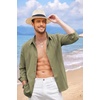 image:imageCOOFANDY Mens Cuban Guayabera Shirt Casual Button Down Shirts Long Sleeve Summer Beach ShirtsGreen