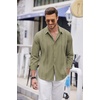 image:imageCOOFANDY Mens Cuban Guayabera Shirt Casual Button Down Shirts Long Sleeve Summer Beach ShirtsGreen