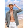 image:imageCOOFANDY Mens Cuban Guayabera Shirt Casual Button Down Shirts Long Sleeve Summer Beach ShirtsGrey