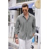 image:imageCOOFANDY Mens Cuban Guayabera Shirt Casual Button Down Shirts Long Sleeve Summer Beach ShirtsGrey
