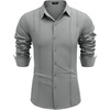 image:imageCOOFANDY Mens Cuban Guayabera Shirt Casual Button Down Shirts Long Sleeve Summer Beach ShirtsGrey