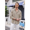 image:imageCOOFANDY Mens Cuban Guayabera Shirt Casual Button Down Shirts Long Sleeve Summer Beach ShirtsKhaki