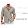 image:imageCOOFANDY Mens Cuban Guayabera Shirt Casual Button Down Shirts Long Sleeve Summer Beach ShirtsKhaki