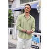 image:imageCOOFANDY Mens Cuban Guayabera Shirt Casual Button Down Shirts Long Sleeve Summer Beach ShirtsLight Green