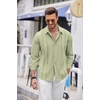 image:imageCOOFANDY Mens Cuban Guayabera Shirt Casual Button Down Shirts Long Sleeve Summer Beach ShirtsLight Green